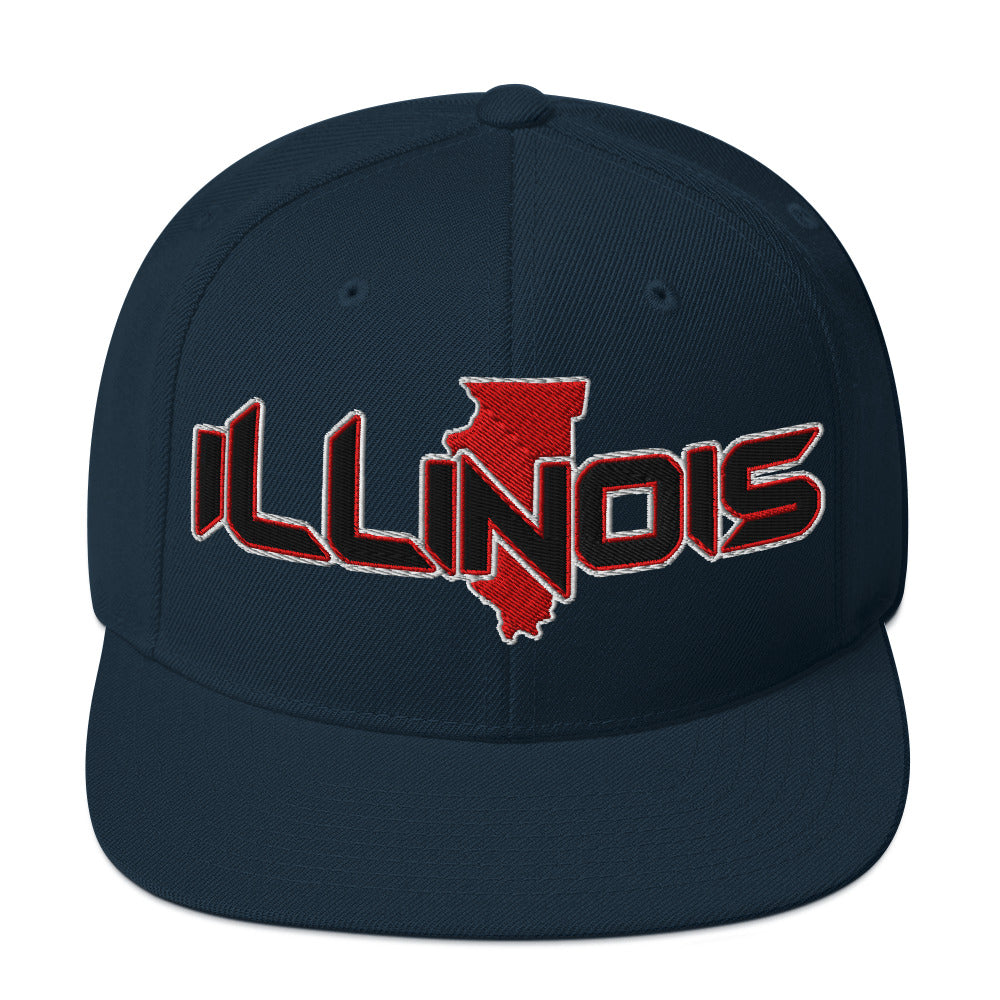 ${Illinois Baseball Cap} ${Cap with Illinois State map and Illinois name on it.} ${xadaprints.com} ${XADA PRINTS}