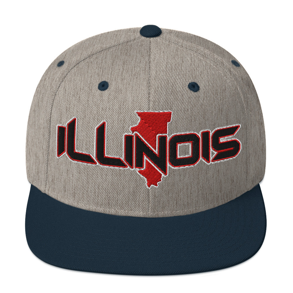 ${Illinois Baseball Cap} ${Cap with Illinois State map and Illinois name on it.} ${xadaprints.com} ${XADA PRINTS}