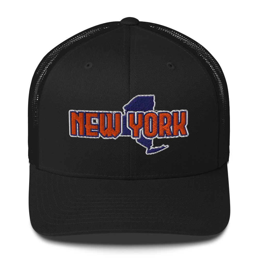 ${New York Trucker Cap} ${Cap with New York State map and New York name on it.} ${xadaprints.com} ${XADA PRINTS}