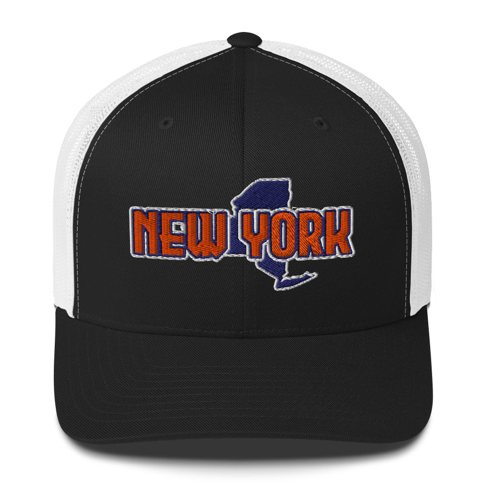 ${New York Trucker Cap} ${Cap with New York State map and New York name on it.} ${xadaprints.com} ${XADA PRINTS}