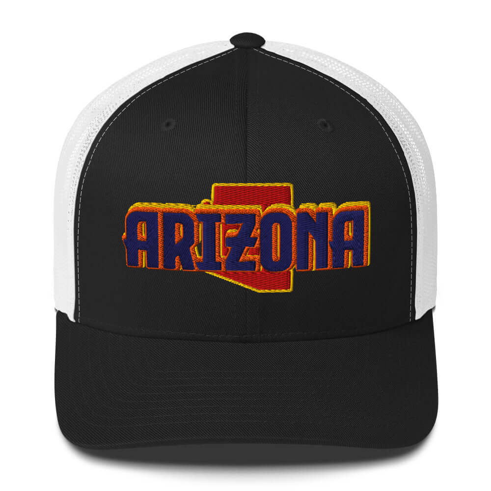 ${Arizona Trucker Cap} ${Cap with Arizona State map and Arizona name on it.} ${xadaprints.com} ${XADA PRINTS}