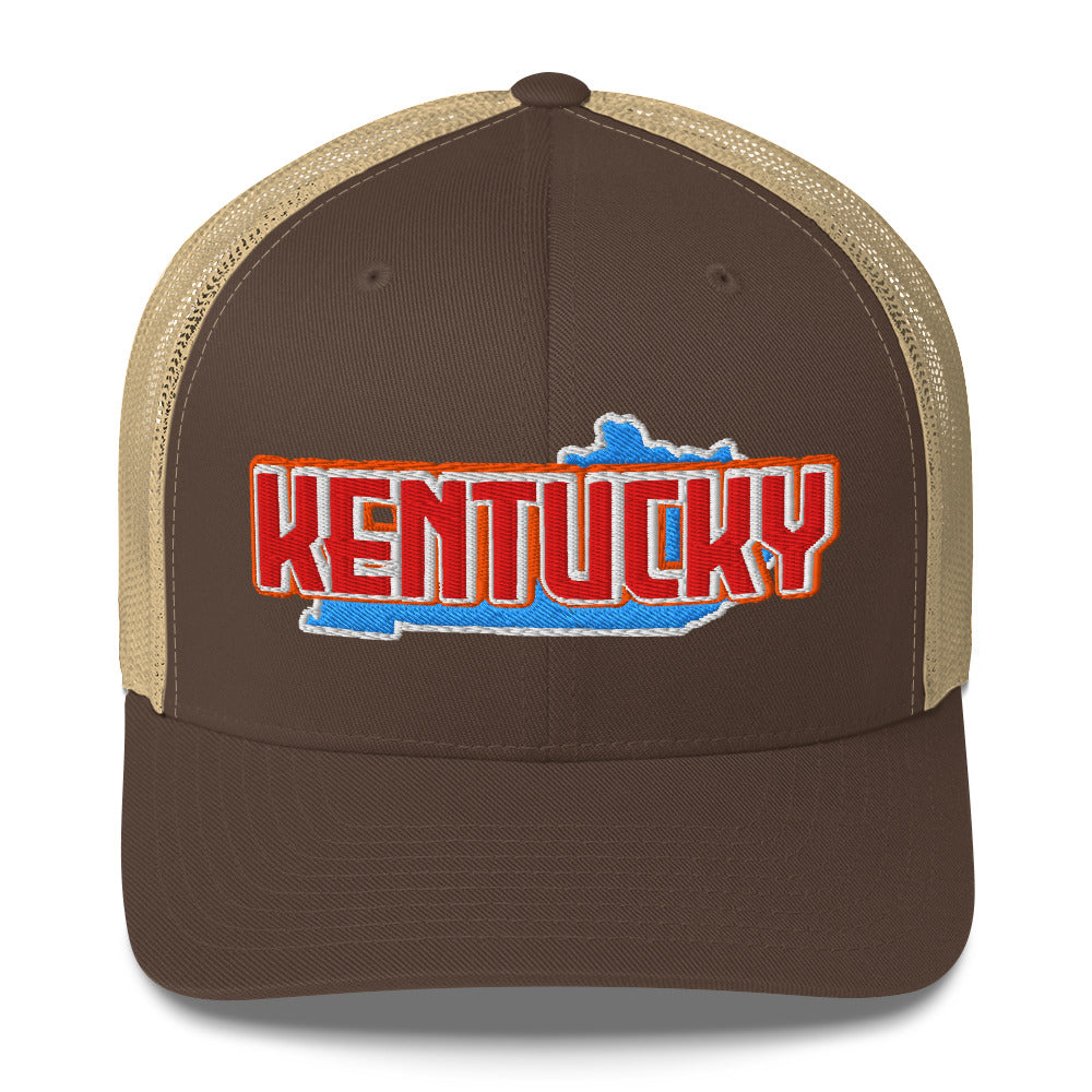 ${Kentucky Trucker Cap} ${Cap with Kentucky State map and Kentucky name on it.} ${xadaprints.com} ${XADA PRINTS}