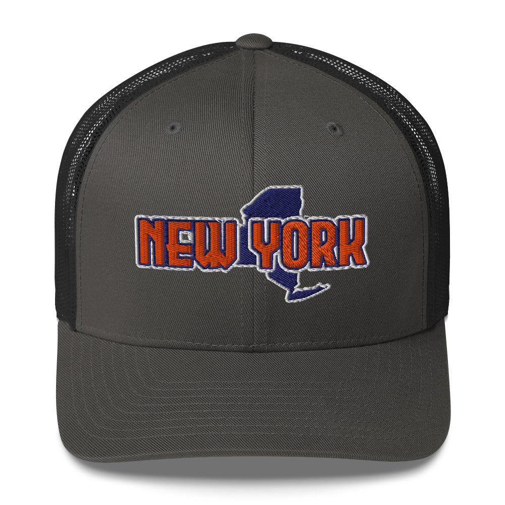 ${New York Trucker Cap} ${Cap with New York State map and New York name on it.} ${xadaprints.com} ${XADA PRINTS}