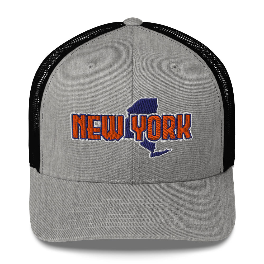 ${New York Trucker Cap} ${Cap with New York State map and New York name on it.} ${xadaprints.com} ${XADA PRINTS}