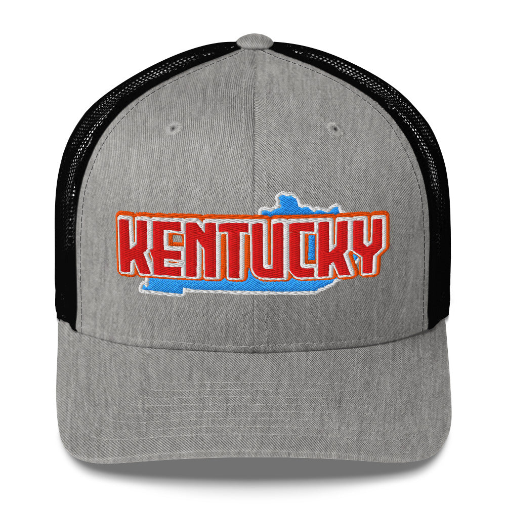 ${Kentucky Trucker Cap} ${Cap with Kentucky State map and Kentucky name on it.} ${xadaprints.com} ${XADA PRINTS}