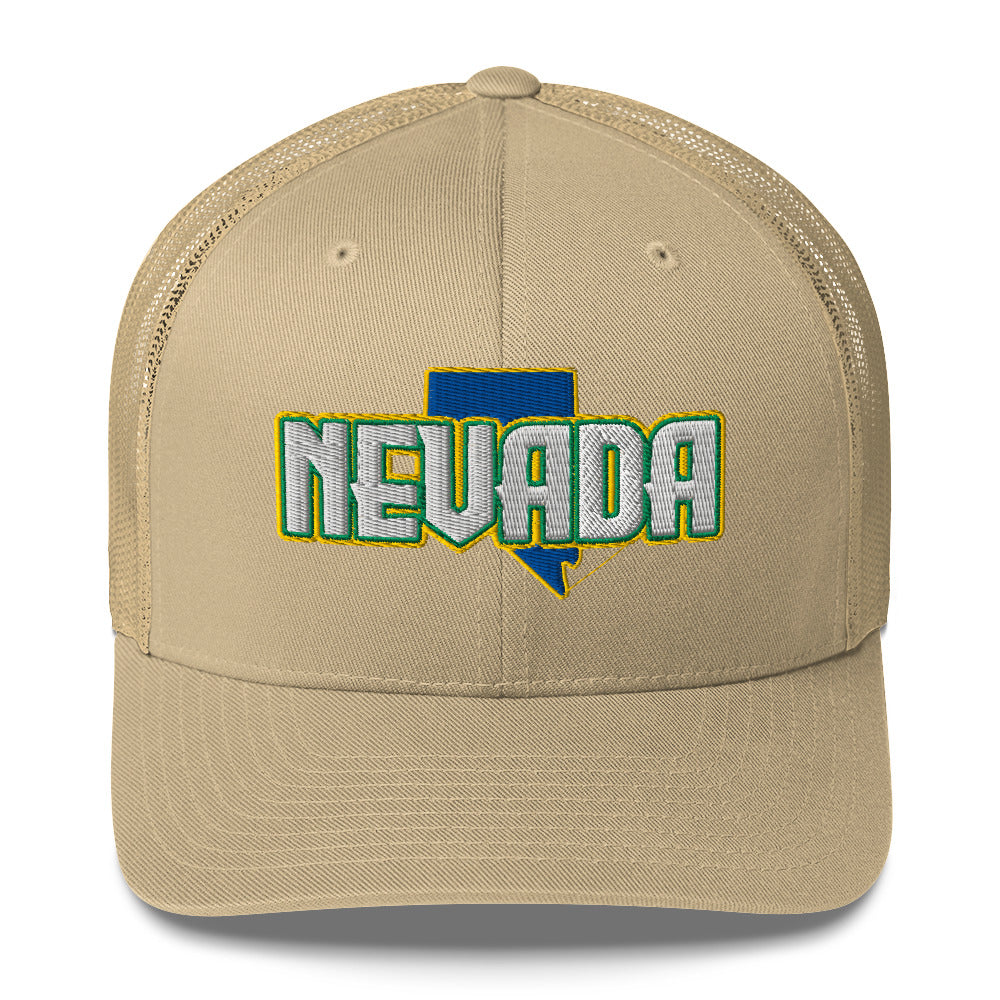 ${Nevada Trucker Cap} ${Cap with Nevada State map and Nevada name on it.} ${xadaprints.com} ${XADA PRINTS}