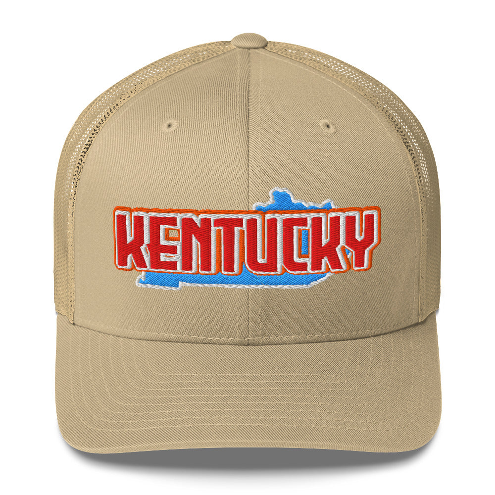 ${Kentucky Trucker Cap} ${Cap with Kentucky State map and Kentucky name on it.} ${xadaprints.com} ${XADA PRINTS}