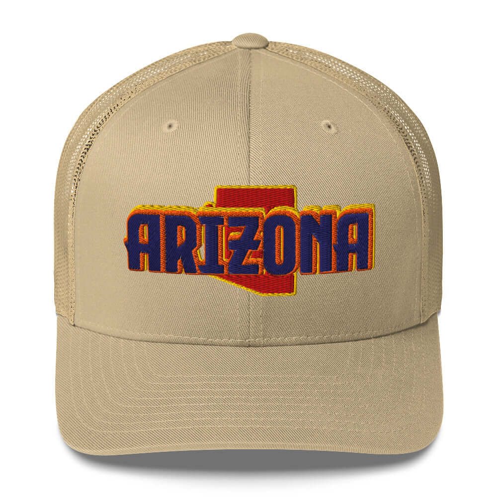 ${Arizona Trucker Cap} ${Cap with Arizona State map and Arizona name on it.} ${xadaprints.com} ${XADA PRINTS}