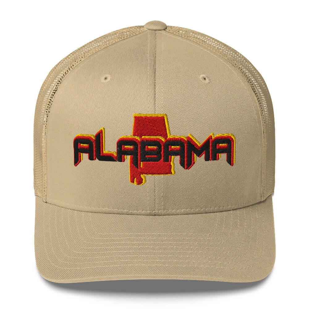 ${Alabama Trucker Cap} ${Cap with Alabama State map and Alabama name on it.} ${xadaprints.com} ${XADA PRINTS}