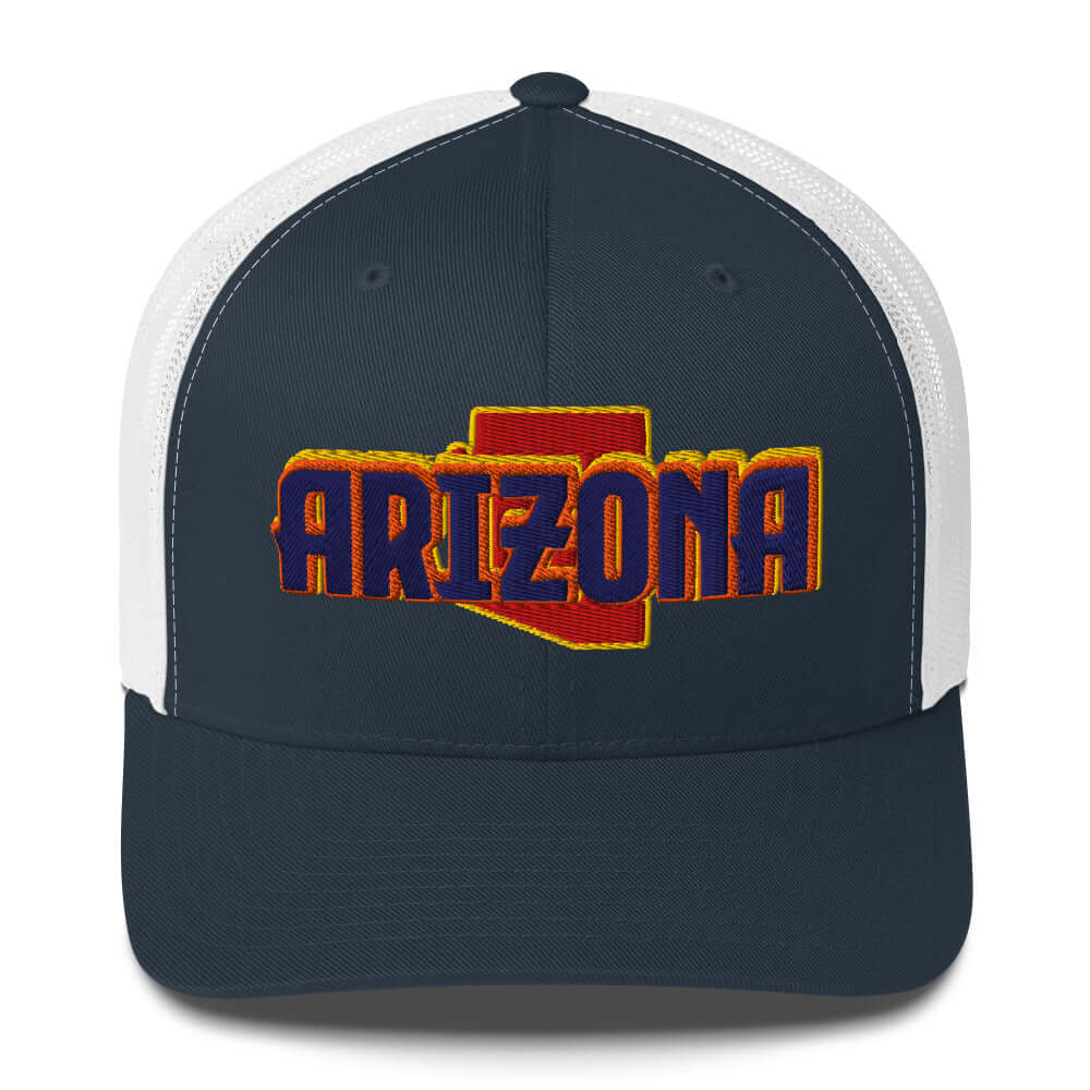 ${Arizona Trucker Cap} ${Cap with Arizona State map and Arizona name on it.} ${xadaprints.com} ${XADA PRINTS}