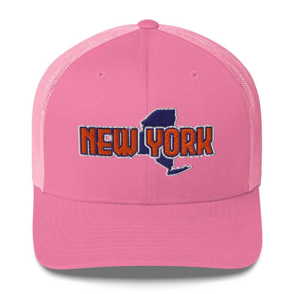 ${New York Trucker Cap} ${Cap with New York State map and New York name on it.} ${xadaprints.com} ${XADA PRINTS}