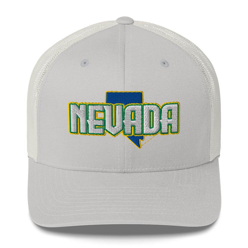 ${Nevada Trucker Cap} ${Cap with Nevada State map and Nevada name on it.} ${xadaprints.com} ${XADA PRINTS}