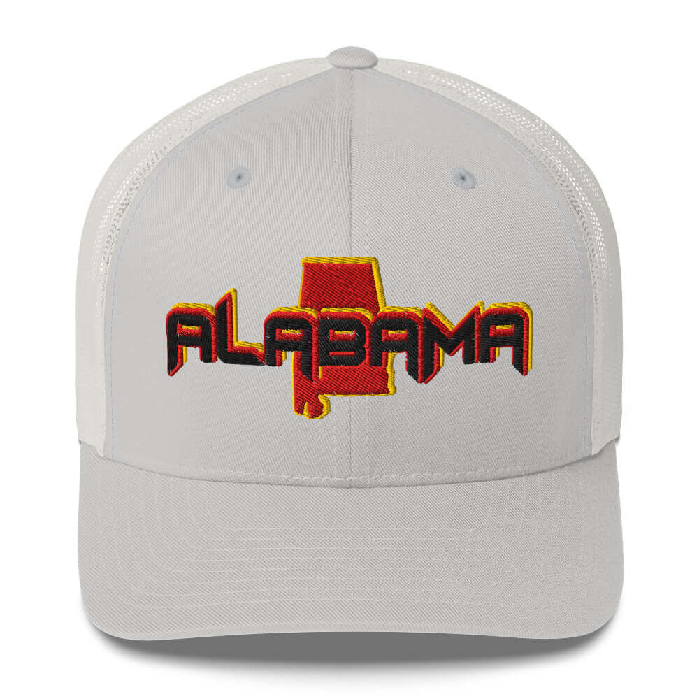 ${Alabama Trucker Cap} ${Cap with Alabama State map and Alabama name on it.} ${xadaprints.com} ${XADA PRINTS}