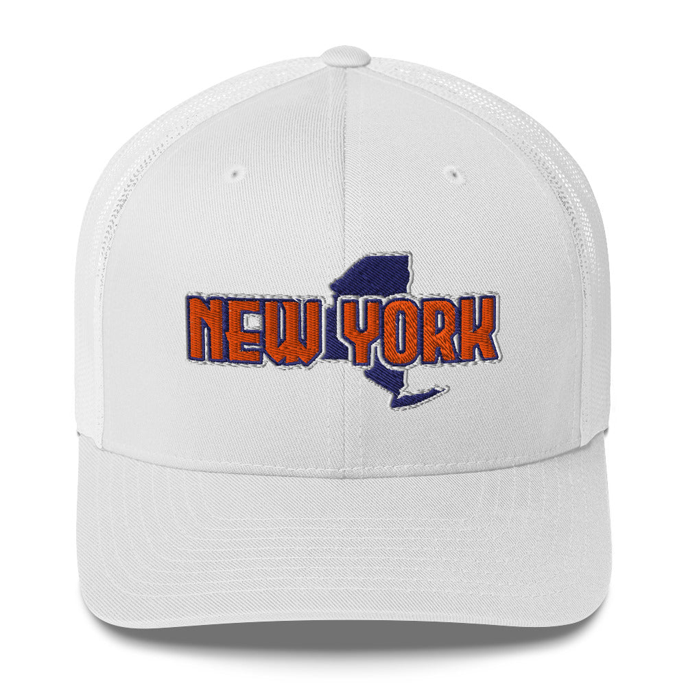 ${New York Trucker Cap} ${Cap with New York State map and New York name on it.} ${xadaprints.com} ${XADA PRINTS}