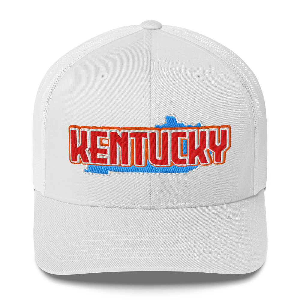 ${Kentucky Trucker Cap} ${Cap with Kentucky State map and Kentucky name on it.} ${xadaprints.com} ${XADA PRINTS}
