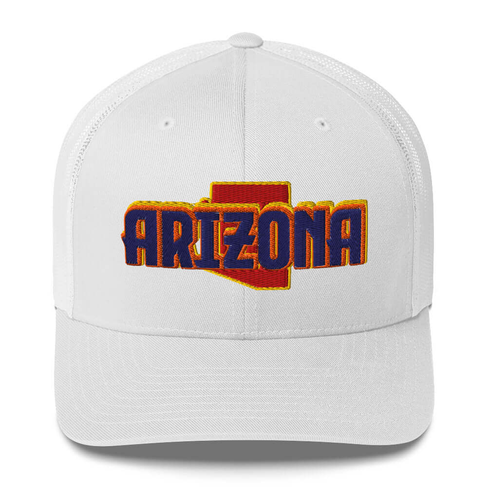 ${Arizona Trucker Cap} ${Cap with Arizona State map and Arizona name on it.} ${xadaprints.com} ${XADA PRINTS}