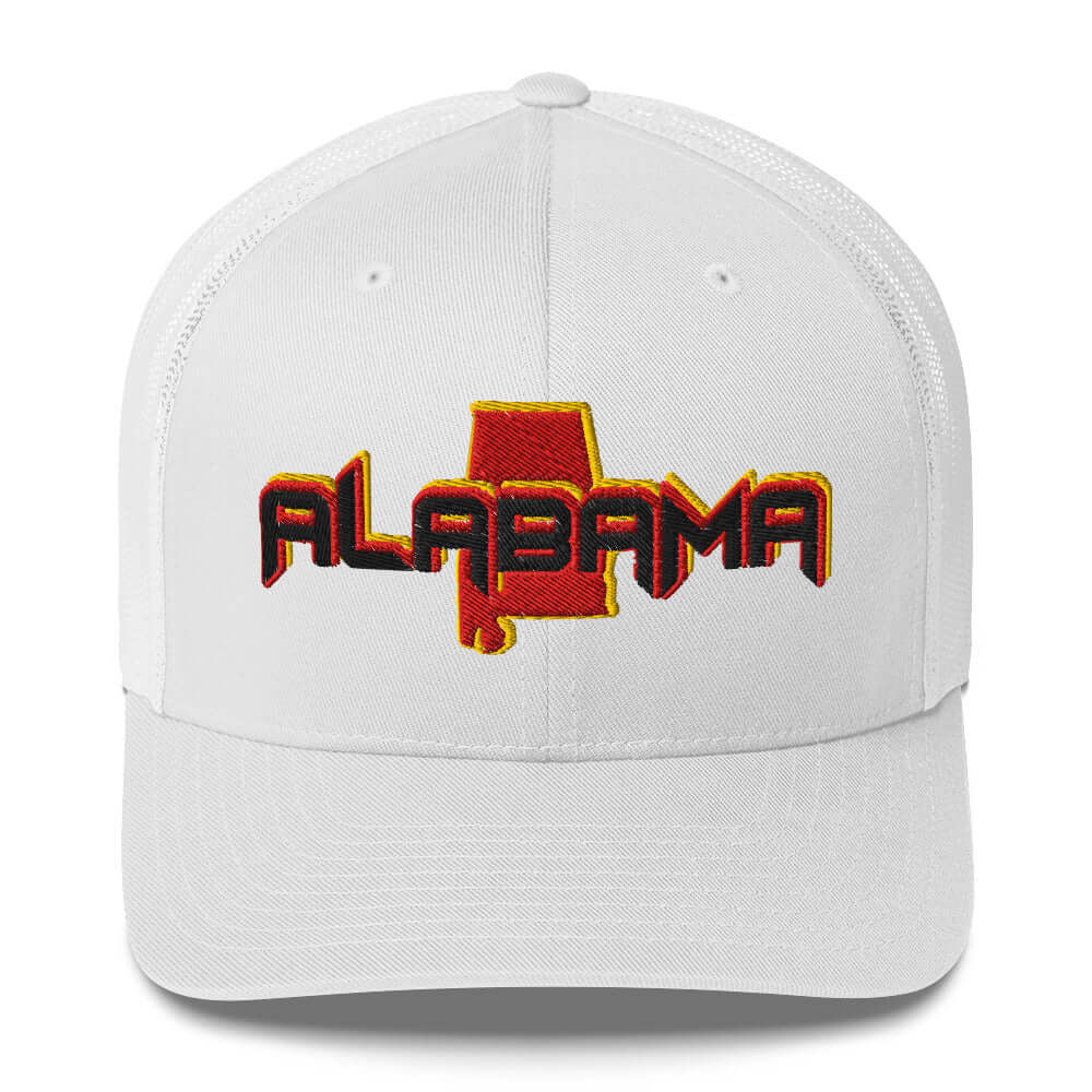 ${Alabama Trucker Cap} ${Cap with Alabama State map and Alabama name on it.} ${xadaprints.com} ${XADA PRINTS}