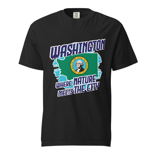 ${Washington State (Heavyweight t-shirt)} ${USA Love Washington State Unisex Garment-dyed t-shirt} ${xadaprints.com} ${XADA PRINTS