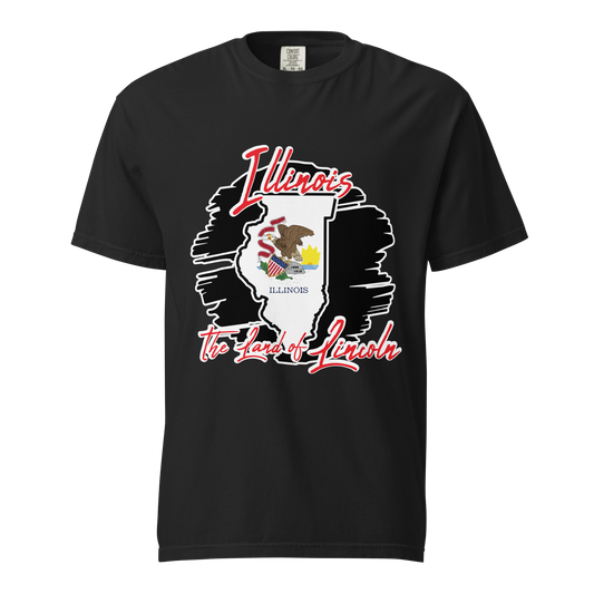 ${Illinois State (Heavyweight t-shirt)} ${USA Love Illinois State Unisex Garment-dyed t-shirt} ${xadaprints.com} ${XADA PRINTS