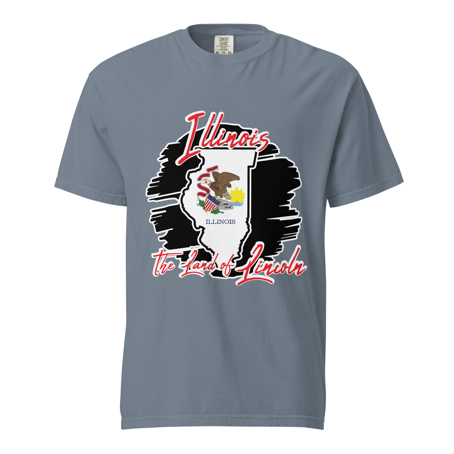 ${Illinois State (Heavyweight t-shirt)} ${USA Love Illinois State Unisex Garment-dyed t-shirt} ${xadaprints.com} ${XADA PRINTS