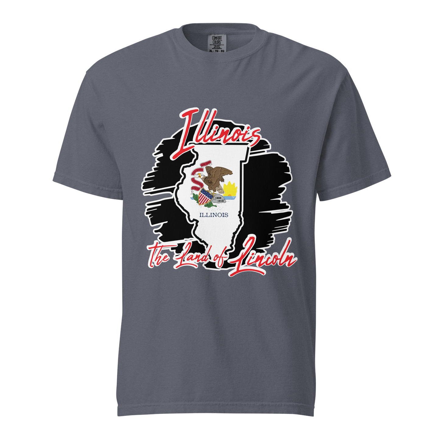 ${Illinois State (Heavyweight t-shirt)} ${USA Love Illinois State Unisex Garment-dyed t-shirt} ${xadaprints.com} ${XADA PRINTS