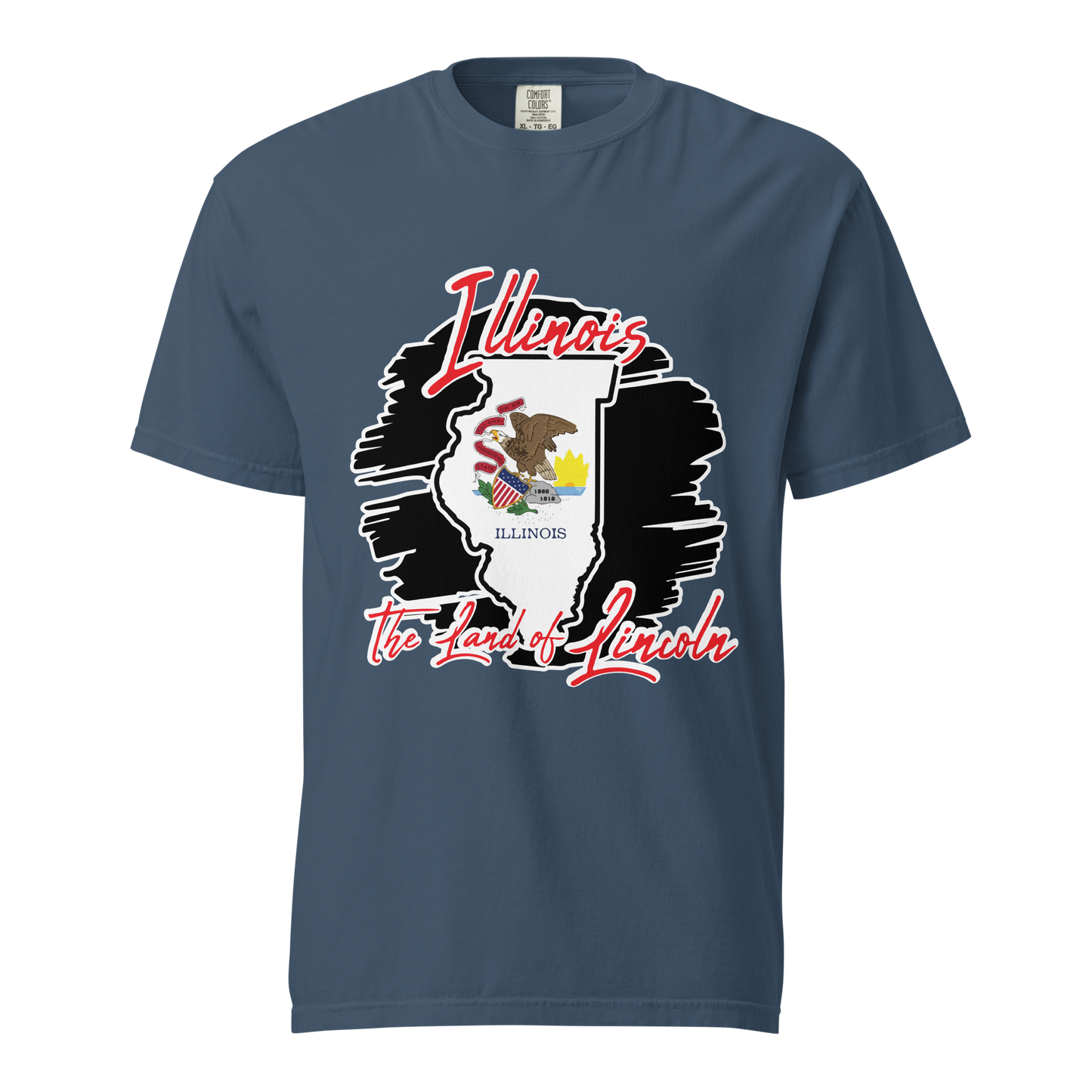 ${Illinois State (Heavyweight t-shirt)} ${USA Love Illinois State Unisex Garment-dyed t-shirt} ${xadaprints.com} ${XADA PRINTS